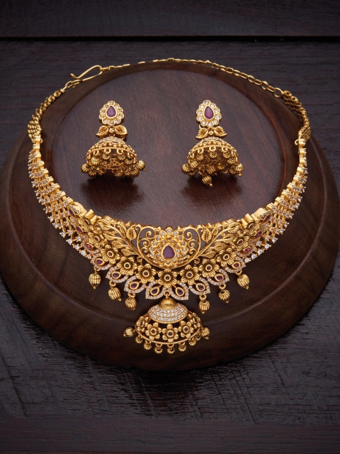 

Kushal's Fashion Jewellery Red Gold-Plated Antique Necklace