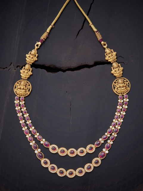 

Kushal's Fashion Jewellery Gold-Toned & Red Silver Rhodium-Plated Layered Necklace