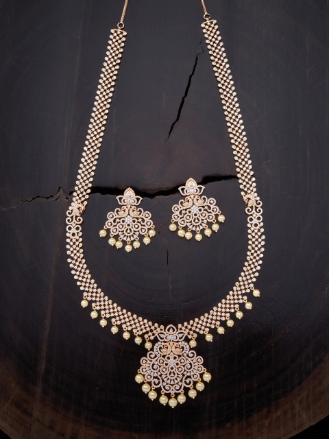 

Kushal's Fashion Jewellery White Gold-Plated Cubic Zirconia Necklace