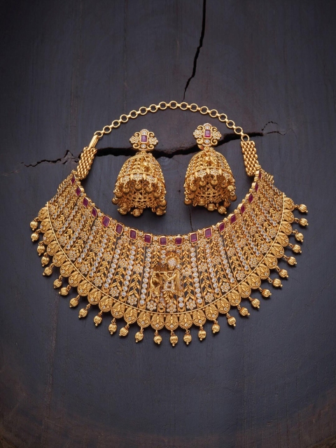

Kushal's Fashion Jewellery Red Gold-Plated Antique Necklace