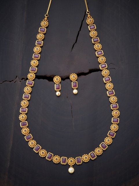 

Kushal's Fashion Jewellery Red Gold-Plated Antique Necklace