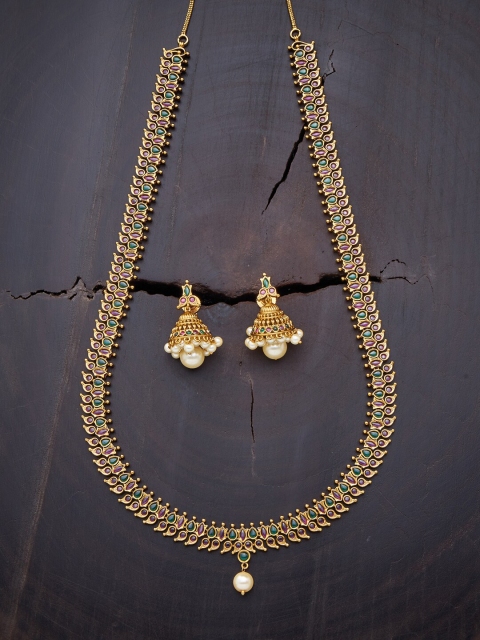 

Kushal's Fashion Jewellery Red & Green Gold-Plated Jewellery Set