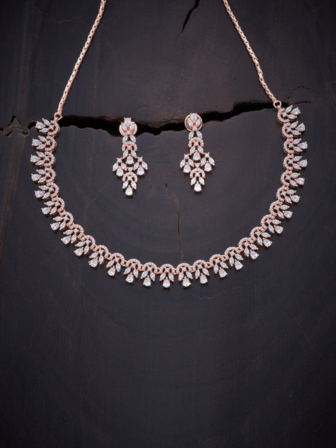 

Kushal's Fashion Jewellery White Rose Gold-Plated Cubic Zirconia Necklace