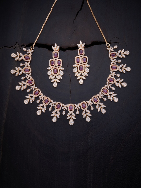 

Kushal's Fashion Jewellery Red Gold-Plated Cubic Zirconia Necklace Set