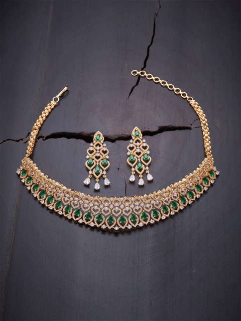 

Kushal's Fashion Jewellery Green Gold-Plated Cubic Zirconia Choker Necklace