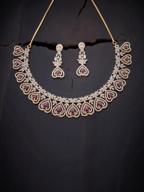 

Kushal's Fashion Jewellery Red Gold-Plated Necklace Set