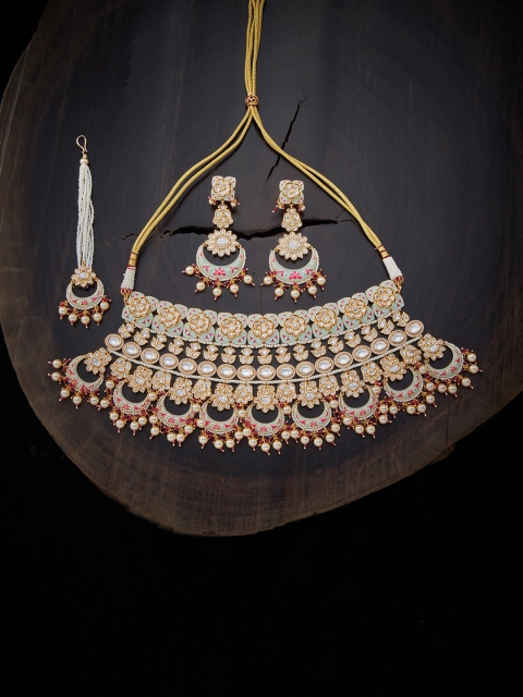 

Kushal's Fashion Jewellery Red Gold-Plated Meenakari Necklace