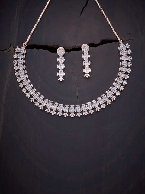 

Kushal's Fashion Jewellery White Rose Gold-Plated Necklace