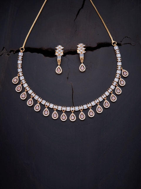 

Kushal's Fashion Jewellery Pink Gold-Plated Jewellery Set