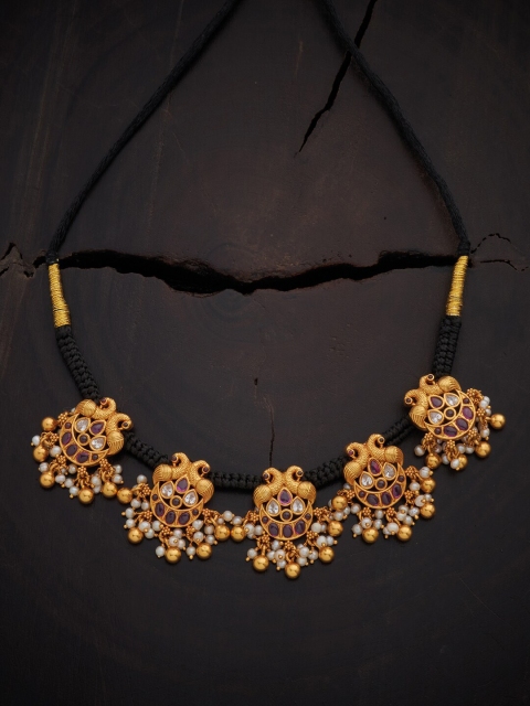 

Kushal's Fashion Jewellery Gold-Plated & Red Silver Temple Necklace