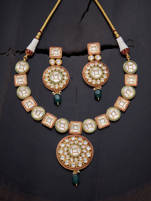

Kushal's Fashion Jewellery Red & Green Gold-Plated Jewellery Set