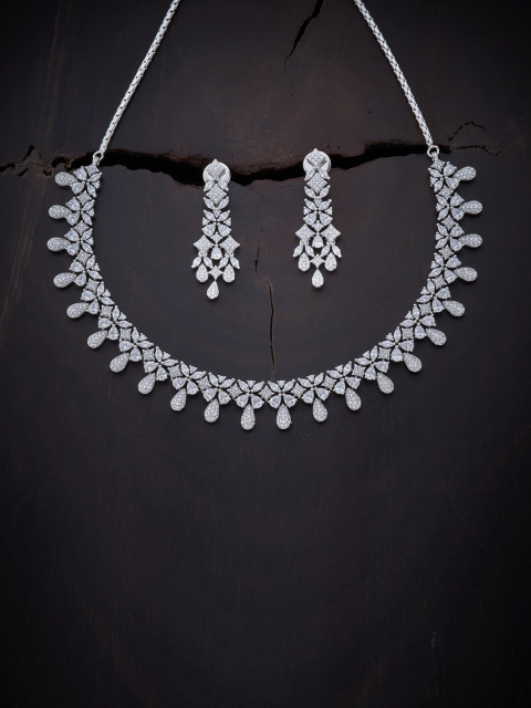 

Kushal's Fashion Jewellery White Rhodium-Plated Jewellery Set