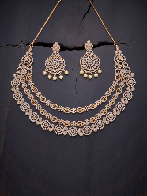 

Kushal's Fashion Jewellery White Rose Gold-Plated Layered Jewellery Set