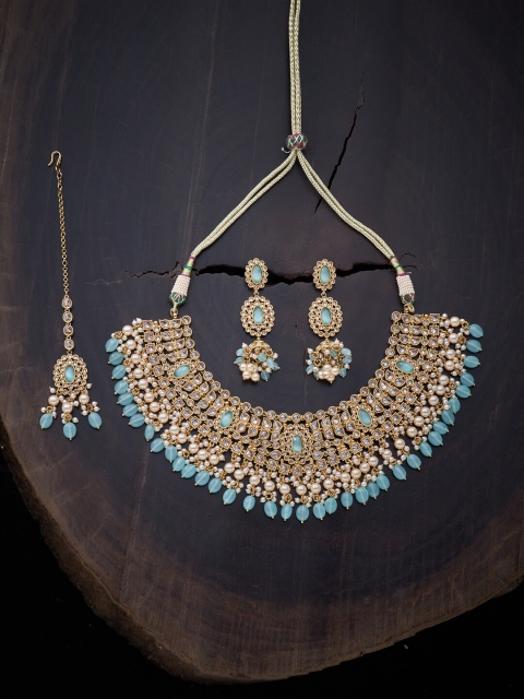 

Kushal's Fashion Jewellery Sea Green Gold-Plated Antique Necklace