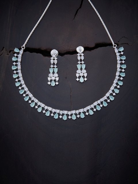 

Kushal's Fashion Jewellery Sea Green Rhodium-Plated & Cubic Zirconia Necklace