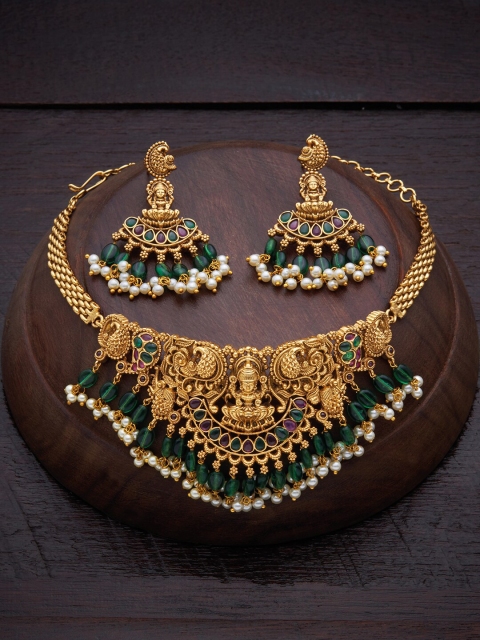 

Kushal's Fashion Jewellery Red Gold-Plated Antique Necklace