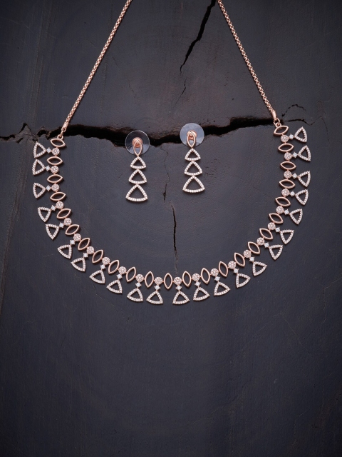 

Kushal's Fashion Jewellery White Rose Gold-Plated Jewellery Set