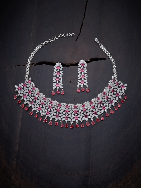 

Kushal's Fashion Jewellery Red Rhodium-Plated Necklace
