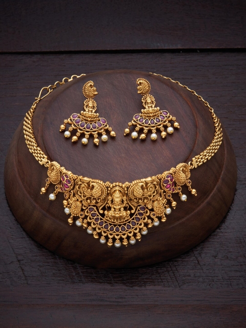 

Kushal's Fashion Jewellery Red Gold-Plated Antique Necklace
