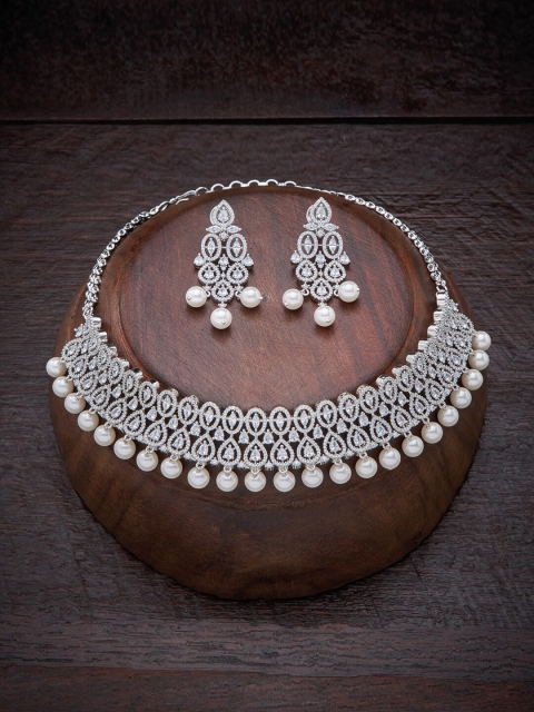 

Kushal's Fashion Jewellery White Rhodium-Plated Choker Necklace