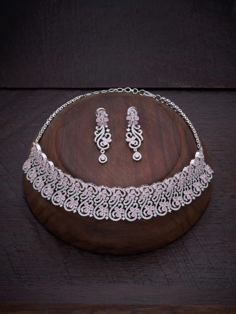 

Kushal's Fashion Jewellery Pink Rhodium-Plated & Cubic Zirconia Choker Necklace