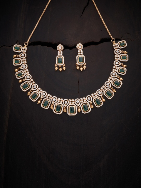 

Kushal's Fashion Jewellery Green Gold-Plated & Cubic Zirconia Necklace