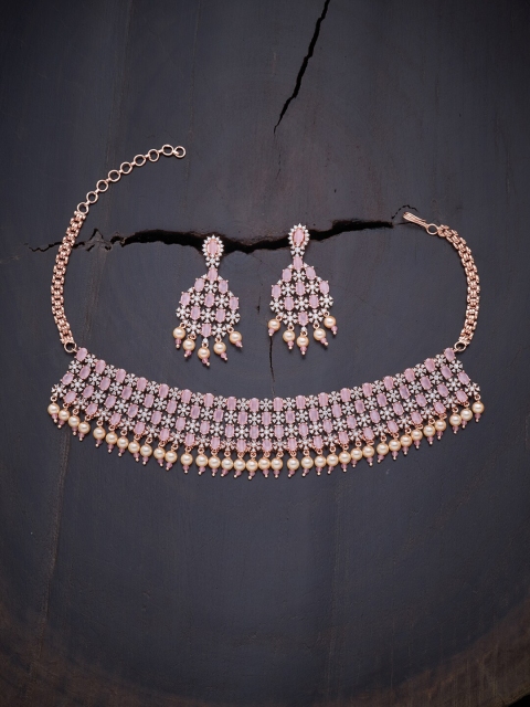 

Kushal's Fashion Jewellery Pink Rose Gold-Plated Choker Necklace