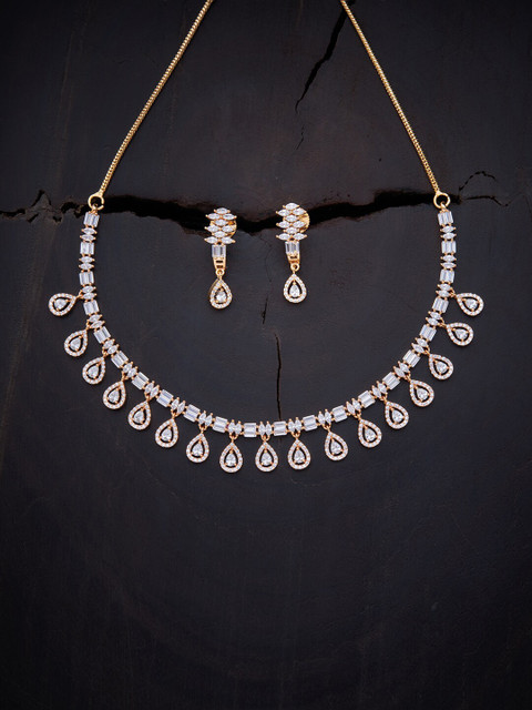 

Kushal's Fashion Jewellery White Gold-Plated & Cubic Zirconia Necklace