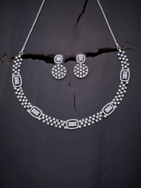 

Kushal's Fashion Jewellery White Rhodium-Plated CZ Necklace