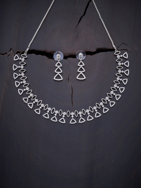 

Kushal's Fashion Jewellery White Rhodium-Plated & Cubic Zirconia Necklace