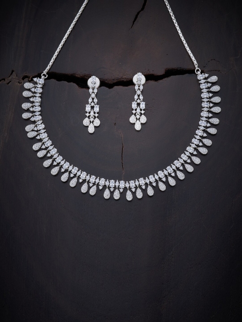 

Kushal's Fashion Jewellery White Rhodium-Plated & Cubic Zirconia Necklace