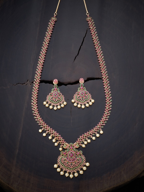 

Kushal's Fashion Jewellery Red & Green Gold-Plated Necklace
