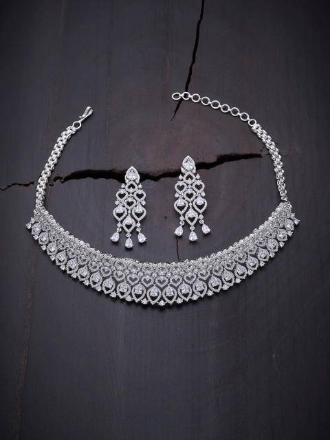 

Kushal's Fashion Jewellery White Rhodium-Plated Choker Necklace