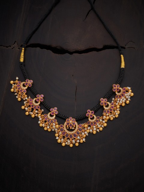 

Kushal's Fashion Jewellery Gold-Toned & Red Gold-Plated Temple Necklace
