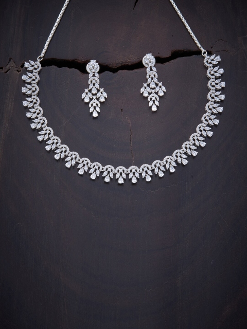 

Kushal's Fashion Jewellery White Rhodium-Plated Necklace