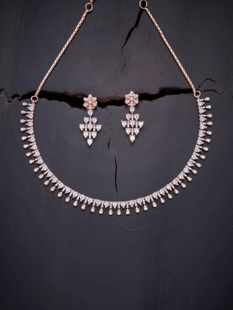 

Kushal's Fashion Jewellery White Rose Gold-Plated Jewellery Set