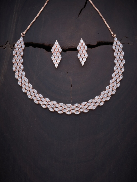 

Kushal's Fashion Jewellery White Rose Gold-Plated Necklace Set