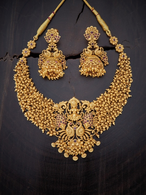 

Kushal's Fashion Jewellery Red Gold-Plated Antique Necklace
