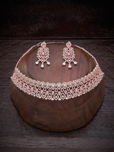 

Kushal's Fashion Jewellery Pink Rose Gold-Plated & Cubic Zirconia Choker Necklace
