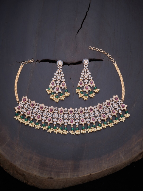 

Kushal's Fashion Jewellery Red & Green Gold-Plated Jewellery Set