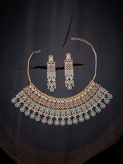 

Kushal's Fashion Jewellery Sea Green Gold-Plated & Cubic Zirconia Necklace