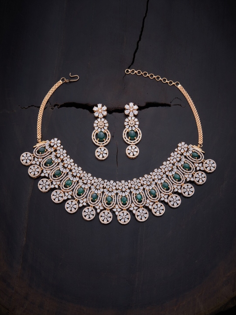 

Kushal's Fashion Jewellery Green Gold-Plated Necklace