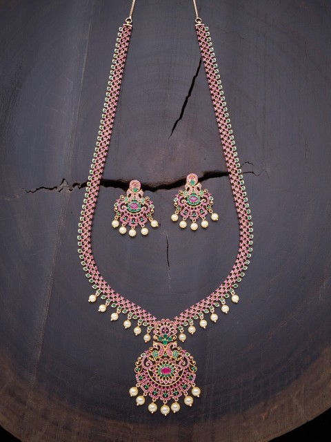 

Kushal's Fashion Jewellery Red & Green Gold-Plated Necklace