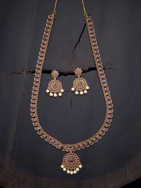 

Kushal's Fashion Jewellery Red Gold-Plated Jewellery Set