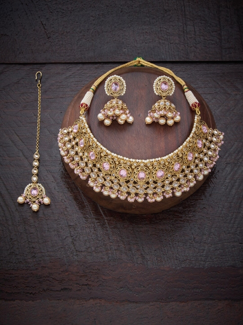 

Kushal's Fashion Jewellery Pink Gold-Plated Antique Necklace