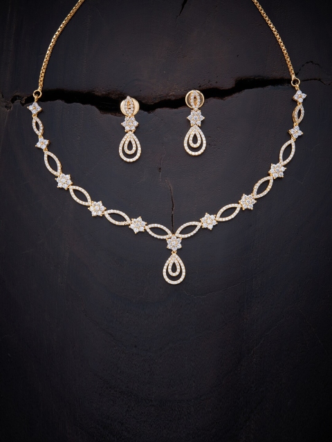 

Kushal's Fashion Jewellery White Rose Gold-Plated Jewellery Set