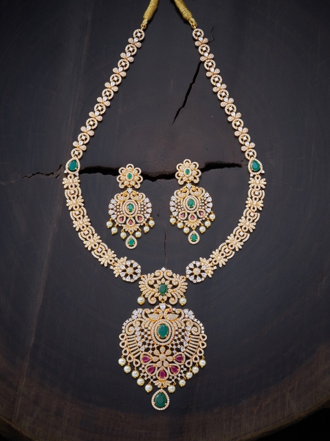 

Kushal's Fashion Jewellery Red & Green Gold-Plated Necklace