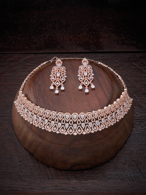 

Kushal's Fashion Jewellery White Rose Gold-Plated & Cubic Zirconia Choker Jewellery Set