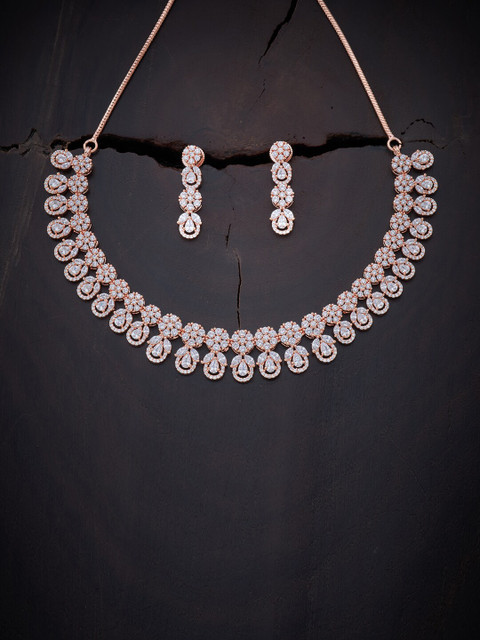 

Kushal's Fashion Jewellery White Rose Gold-Plated Necklace