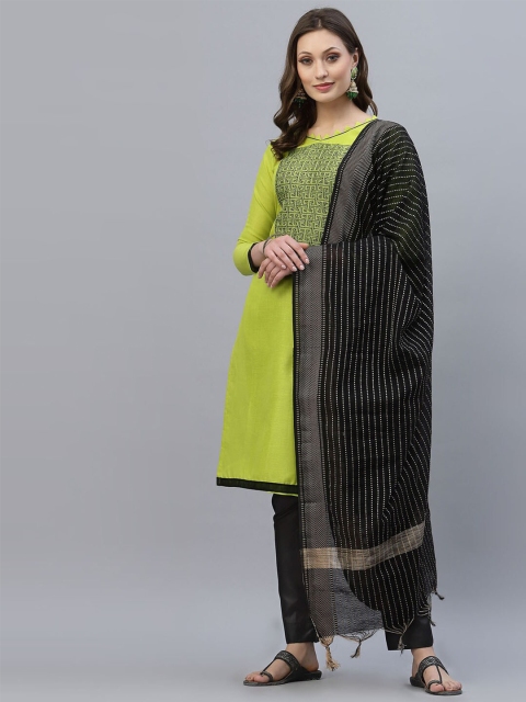 

Satrani Green & Black Embroidered Unstitched Dress Material
